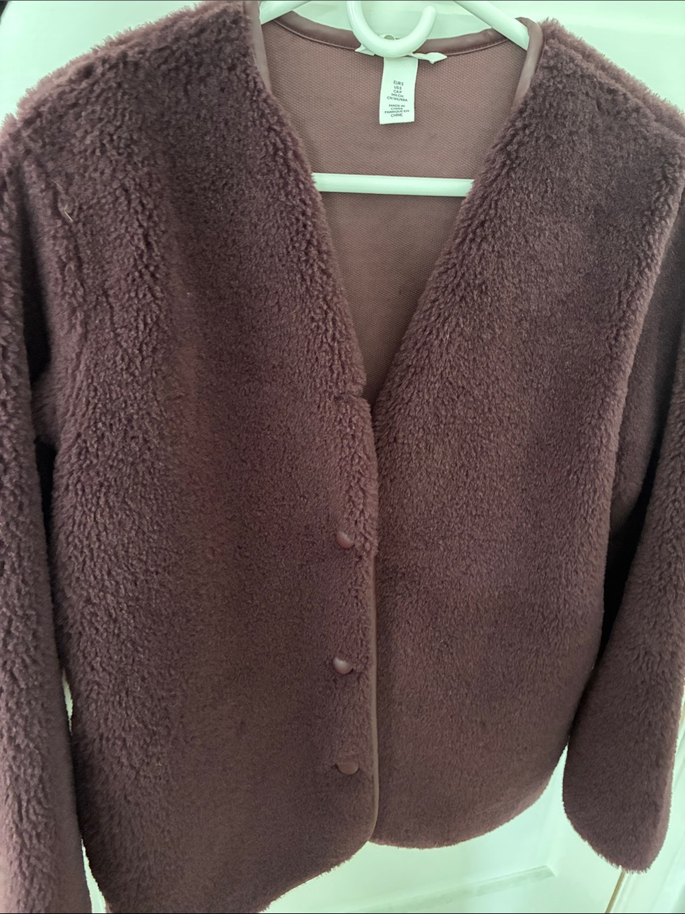 Cozy Plush Button-Front Jacket - Deep Plum - Picture 2 of 2